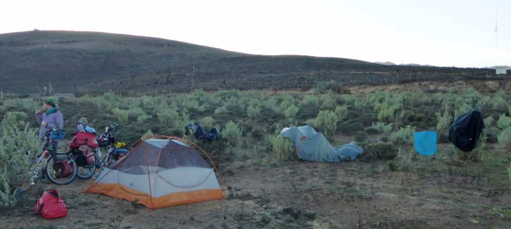 The night was very heavy with moisture. We spread all the wet stuff out at 7:30 awaiting the 8:30 sunrise. When the sun did rise the clouds quickly appeared. The joys of camping! 
