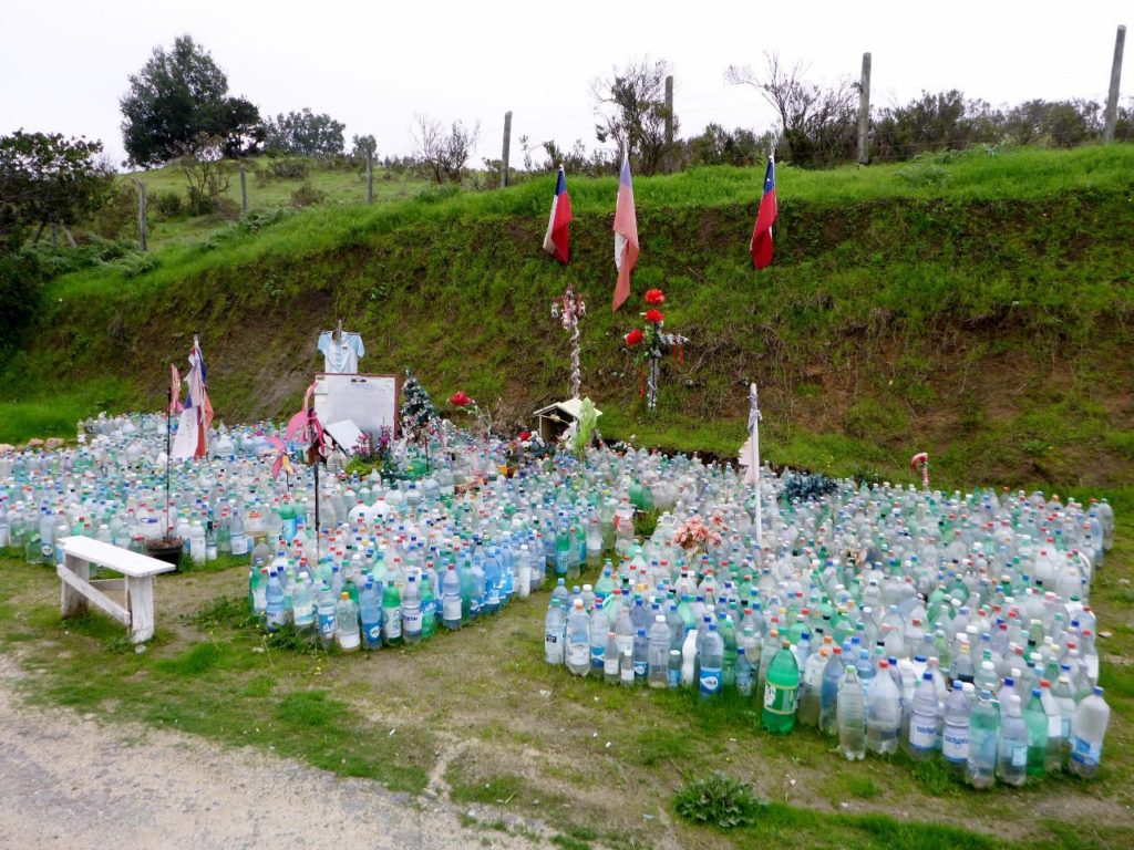 I don't understand the water bottles at this roadside memorial. 