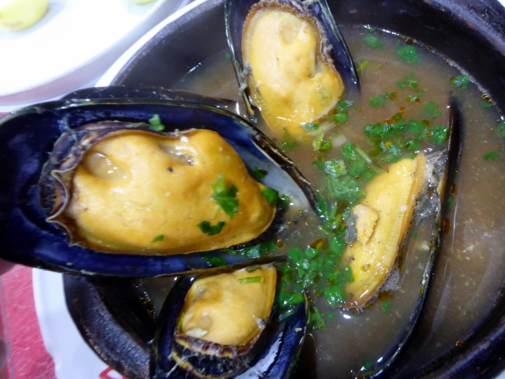 The mussels were so large and delicious. We had to cut them in half.