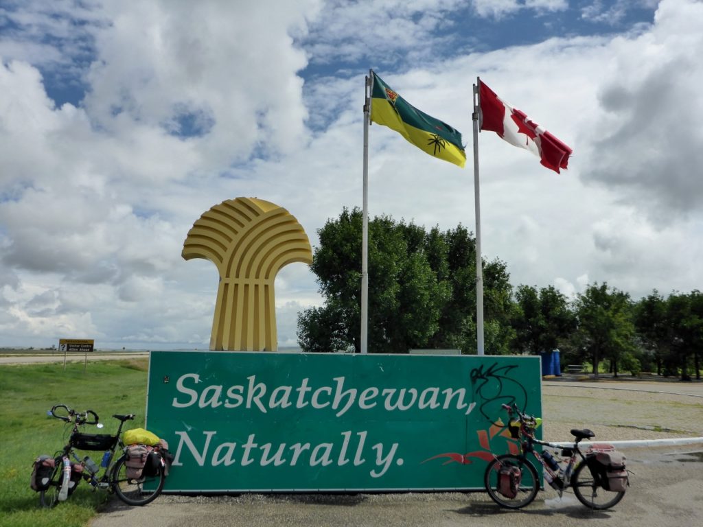 Entering the province of Saskatchewan.