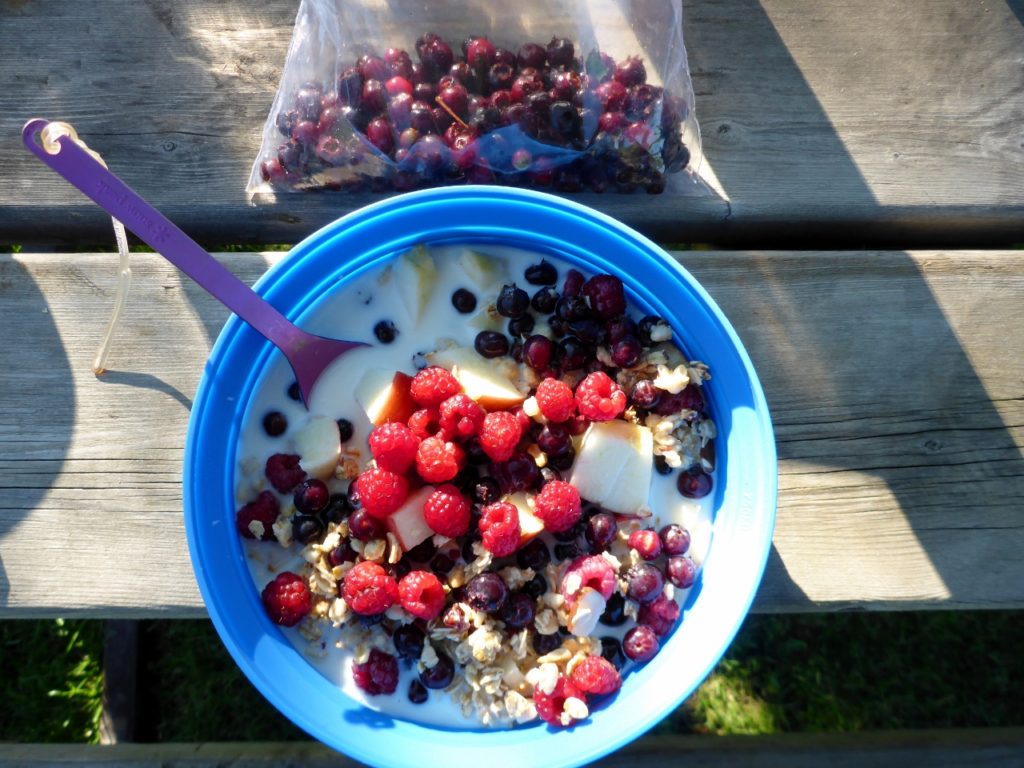 What a great breakfast with our hand picked Saskatoon berries.