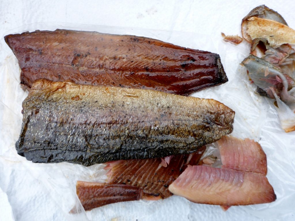 Delicious maple mesquite smoked rainbow trout.
