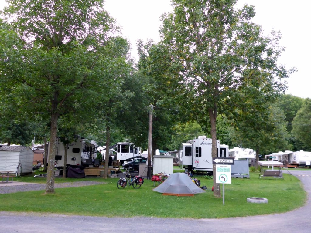 A tent among the trailers.