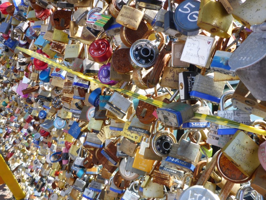 Locks of love fence in Portland, Maine.