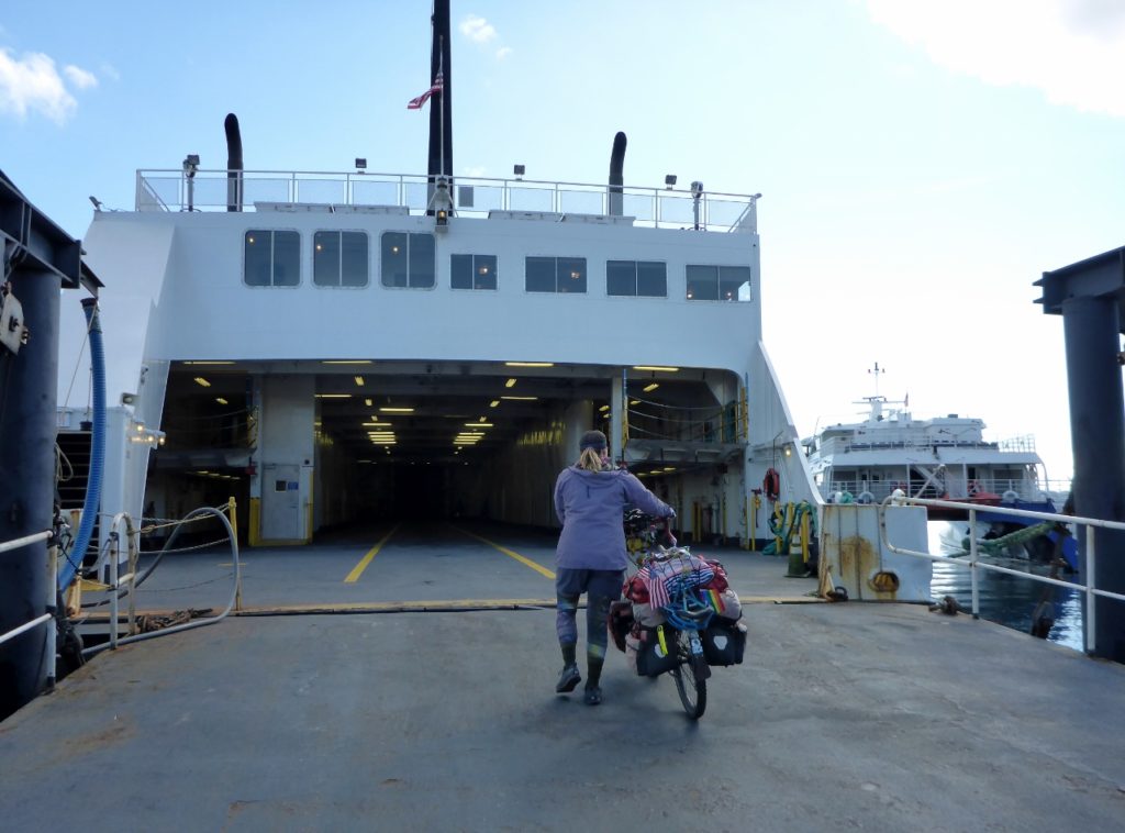 Boarding the ferry to Long Island, New York.