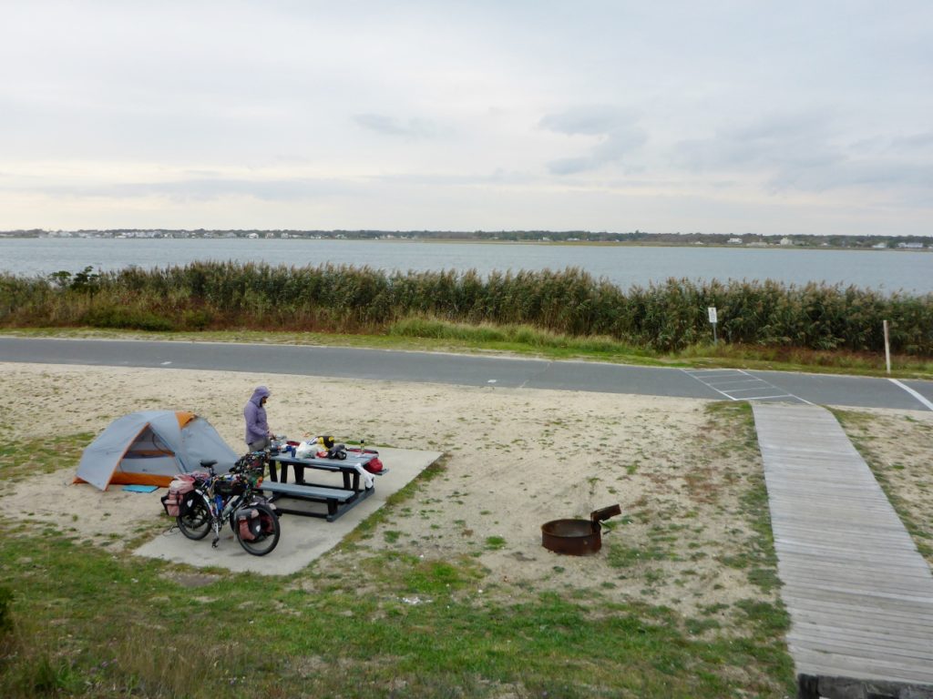 Our Fire Island campsite at Smith Point County Park.
